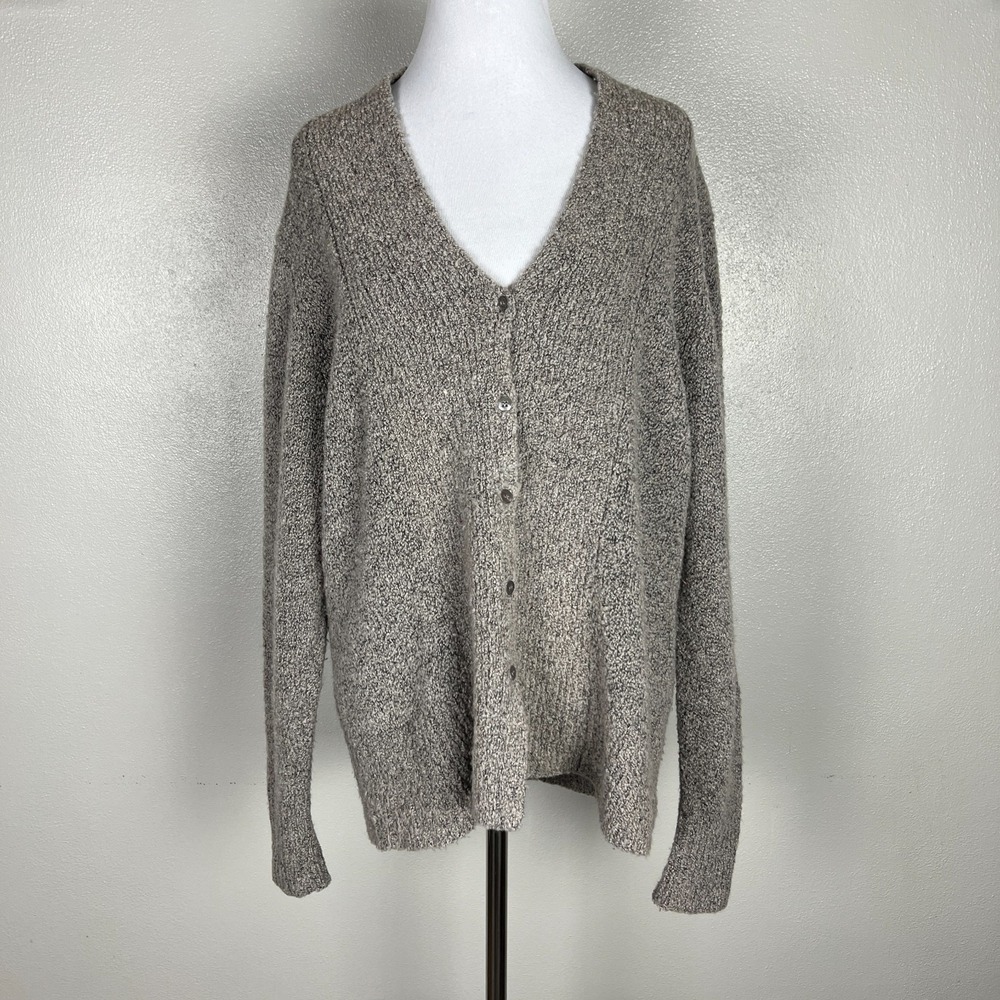 Eileen Fisher Cardigan Sweater Plus 1X Merino Wool Cashmere Knit Button Up Beige